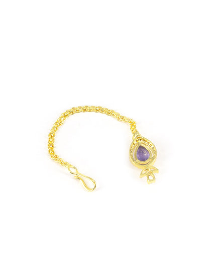 Gold Plated Purple American Diamond Maang Tikka for Women