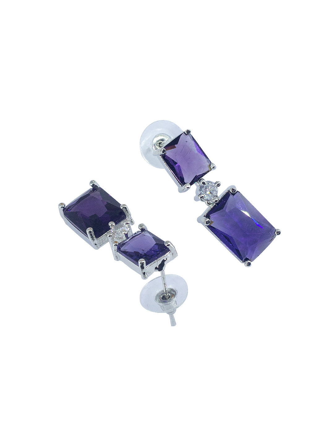 Purple Square Trendy American Diamond Jewellery Set