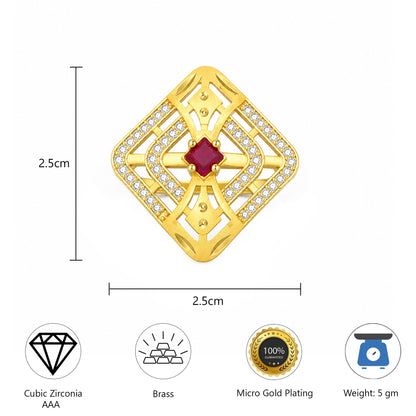 Gold Plated Anti Tarnish Red AD Finger Ring for Women
