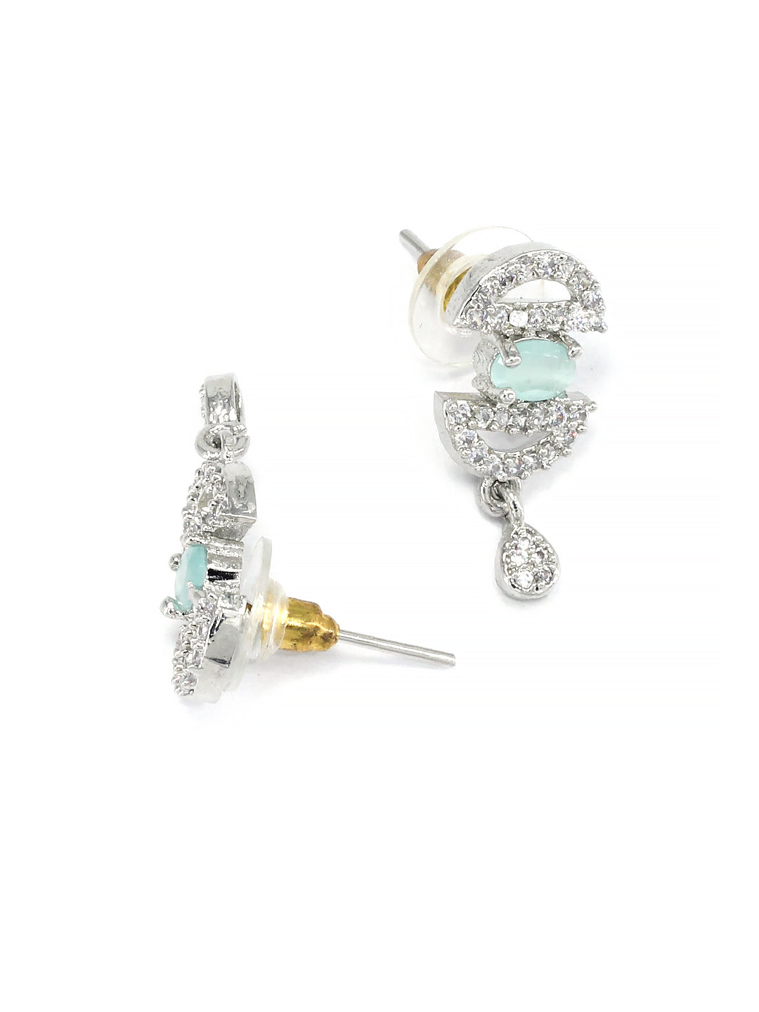 Pink & Mint Green AD Jewellery Set