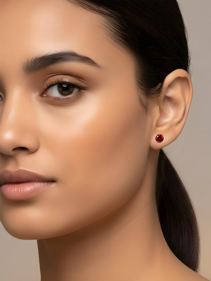 Red AD Stud Earrings for Women