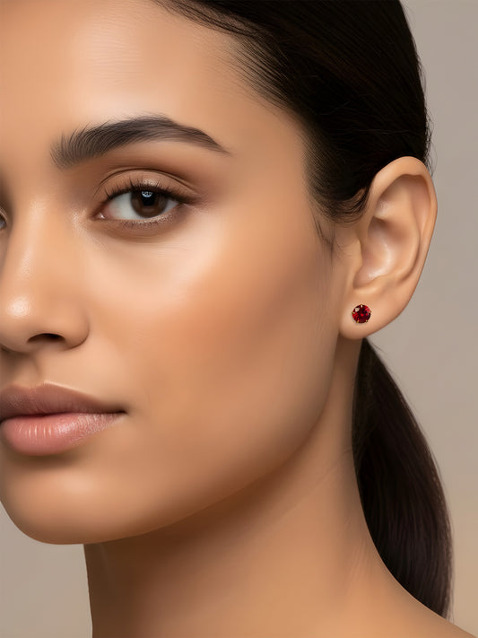 Red AD Stud Earrings for Women