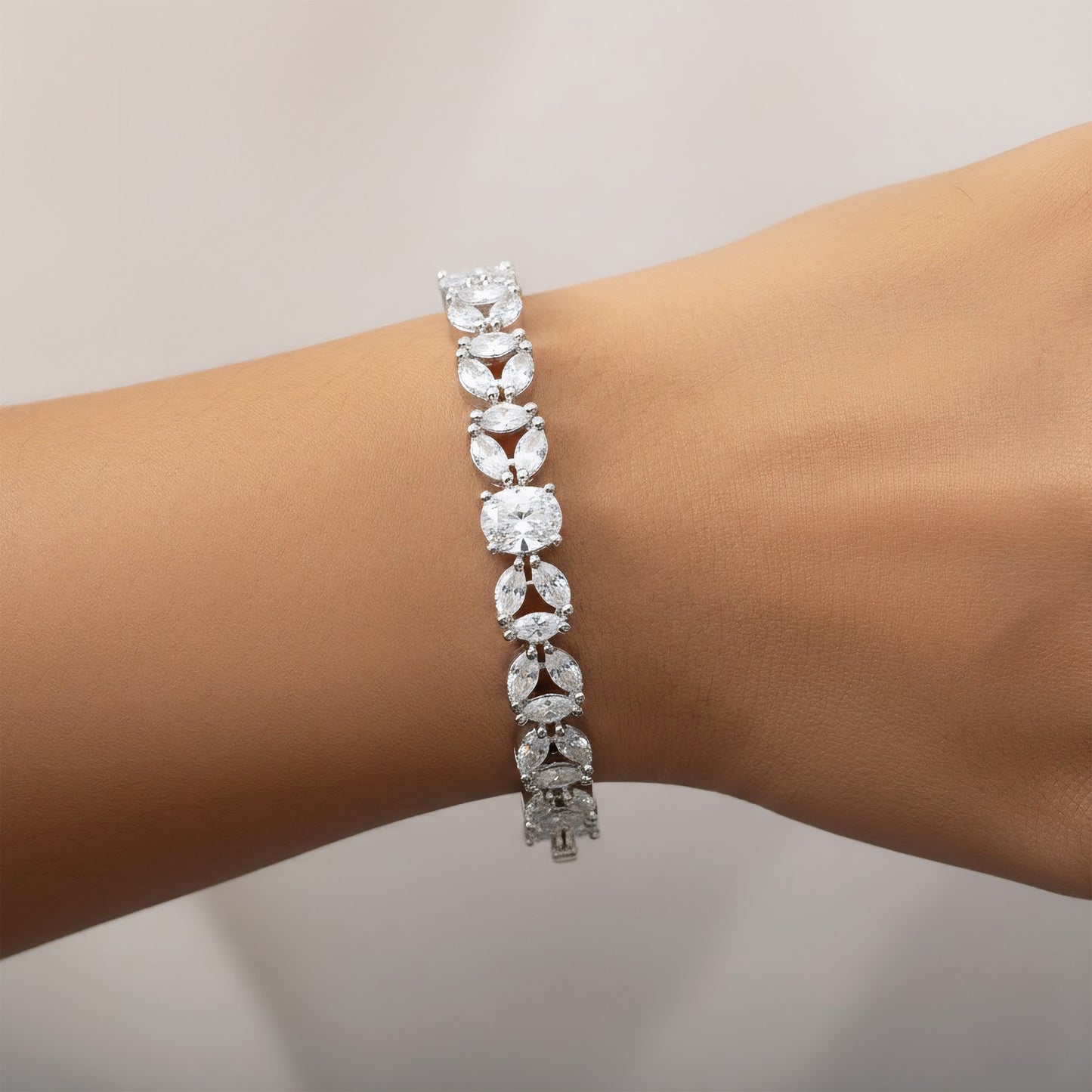 Silver Plated White AD Bangle Bracelet for Women