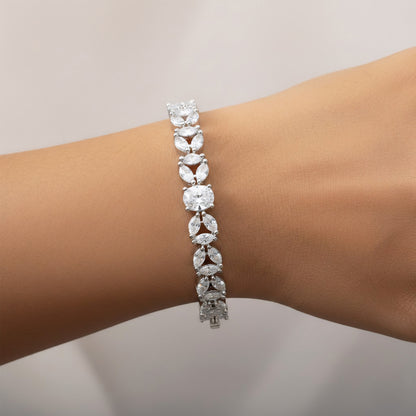 Silver Plated White AD Bangle Bracelet for Women