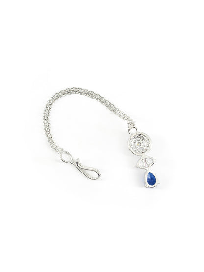 Silver Plated Blue AD Maang Tikka for Women