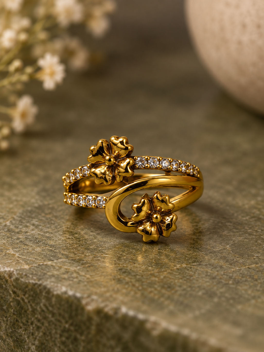 22K Gold Plated AD Finger Ring for Women