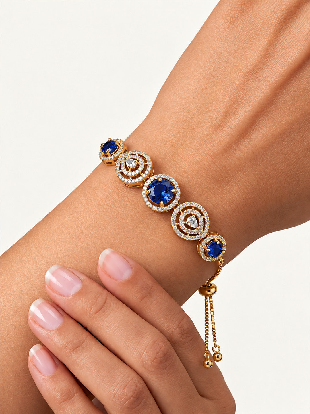 Antique Gold Plated Blue AD Bracelet for Women