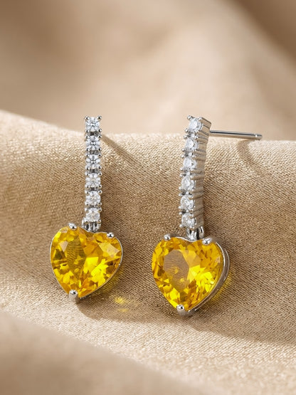 Silver Plated Yellow Heart AD Drop Earrings for Women
