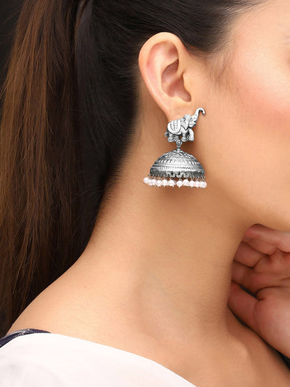 Elephant Beads Drop Jhumka Earrings