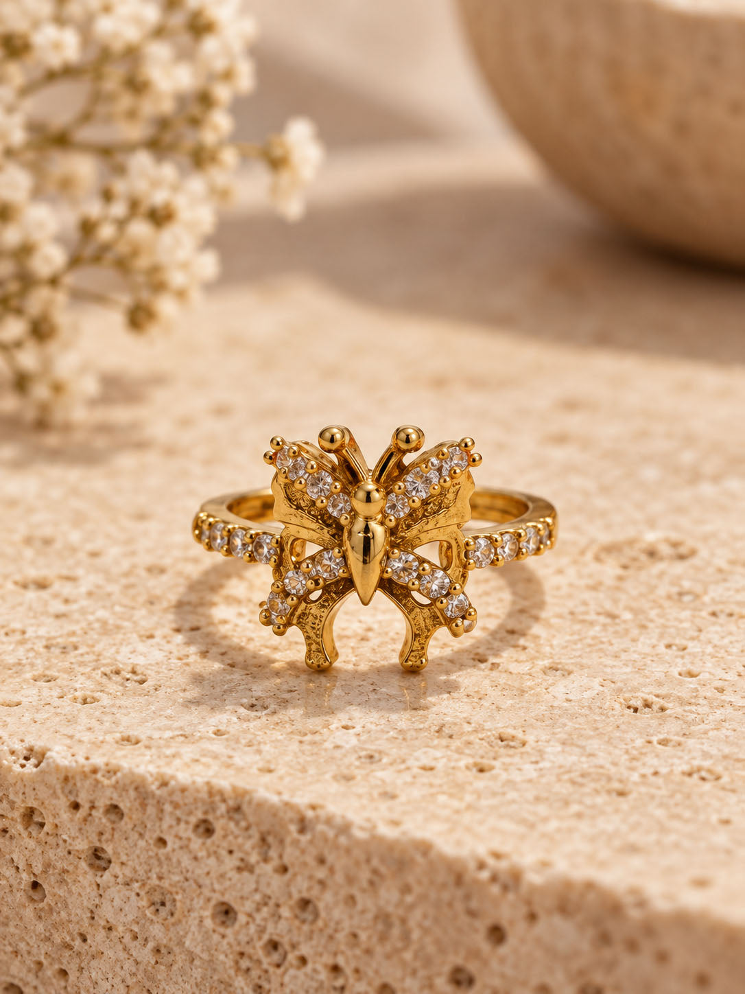22K Gold Plated AD Finger Ring for Women