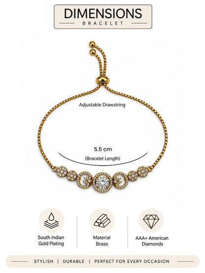 South Indian Gold Plated AD Adjustable Bracelet for Women