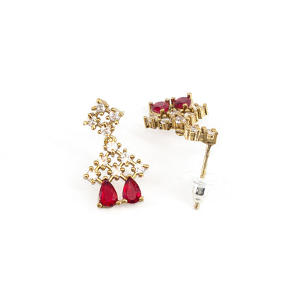 Gold Plated Red American Diamond Jewellery Set for Women