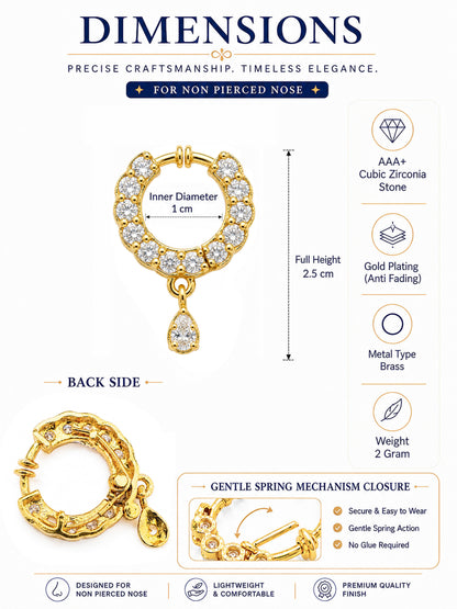 Gold Plated AD Small Nosering for Women
