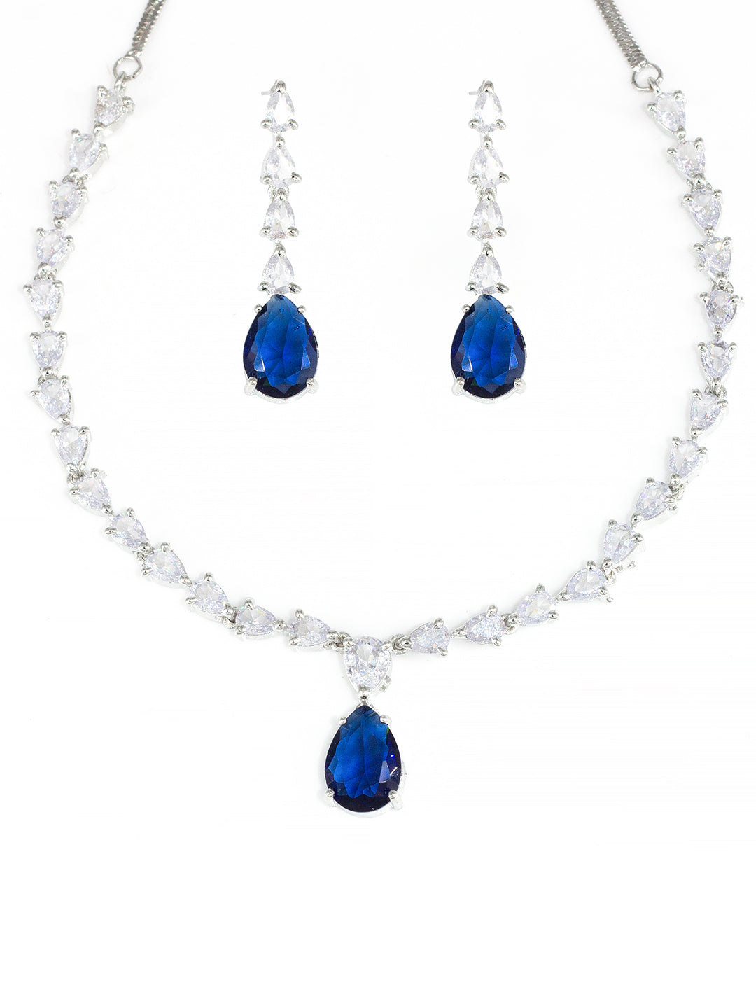 Blue Teardrop AD Jewellery Set