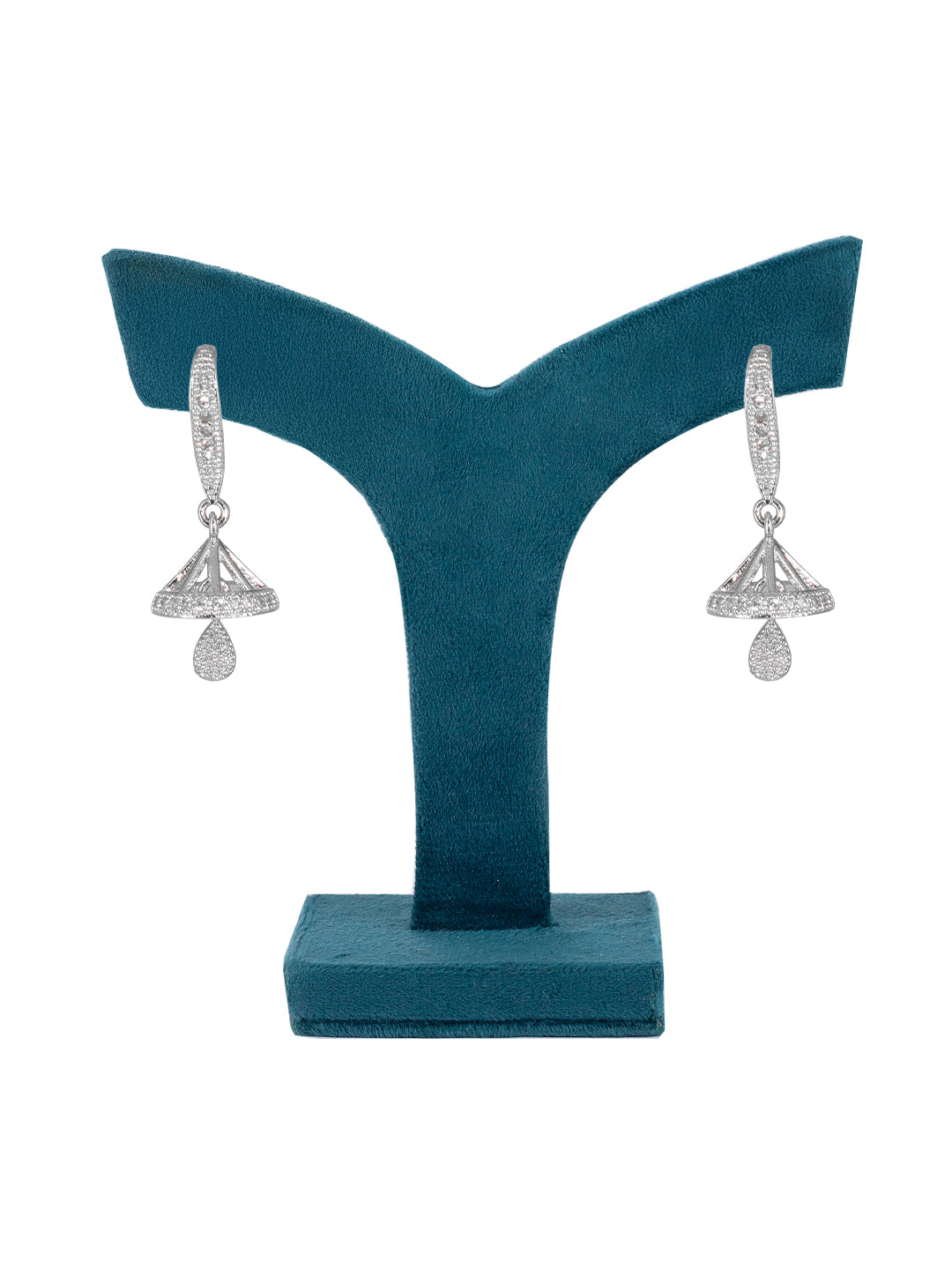 Silver Plated American Diamond Small Jhumka Earrings