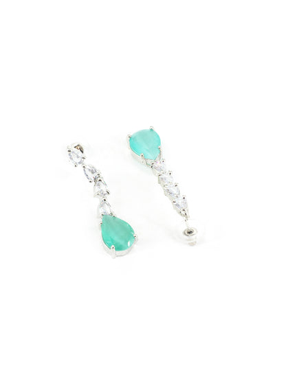 Silver Plated Mint Green AD Jewellery Set for Women