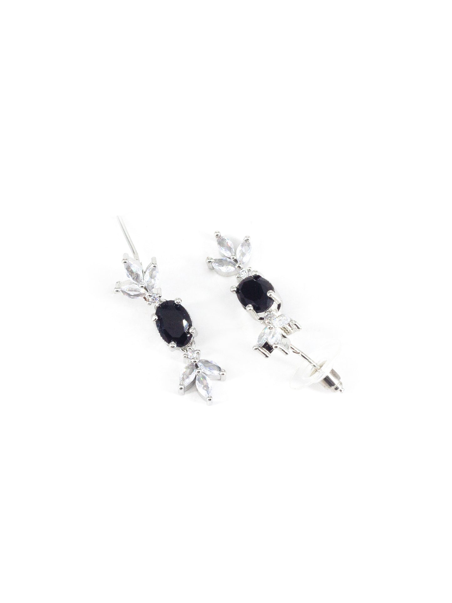 Silver Plated Black AD Jewellery Set for Women