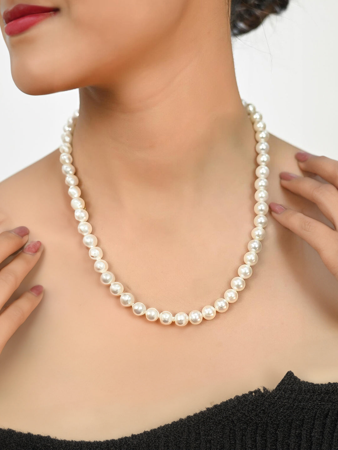 Pearl Beaded Moti Mala Necklace With Earrings