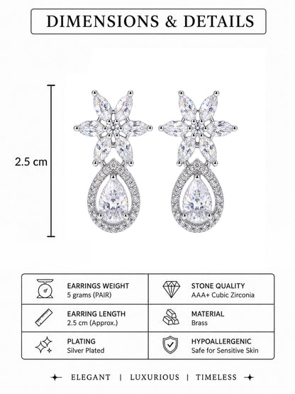 Rhodium Plated AD Earrings for Women