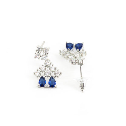 Silver Plated Blue American Diamond Jewellery Set for Women