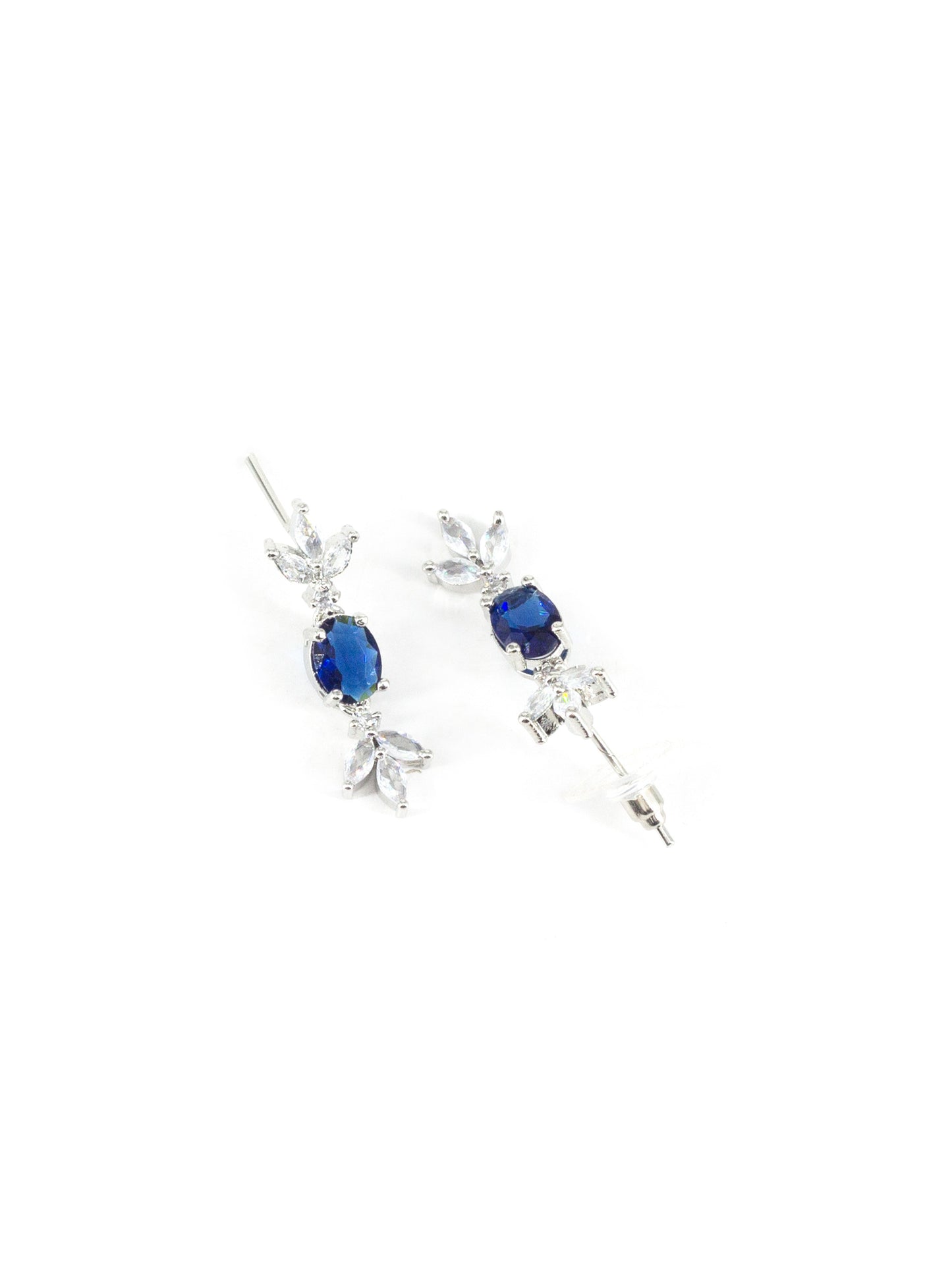 Rhodium Plated Blue AD Jewellery Set for Women
