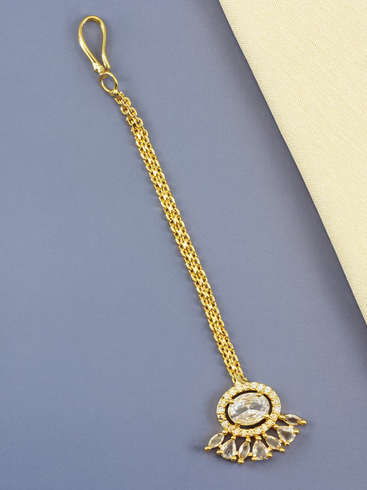 Gold Plated AD Maang Tikka for Women
