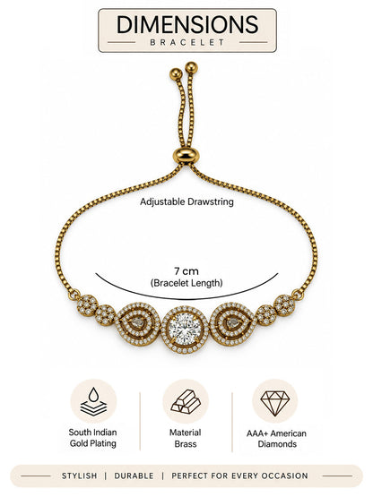 South Indian Gold Plated AD Adjustable Bracelet for Women