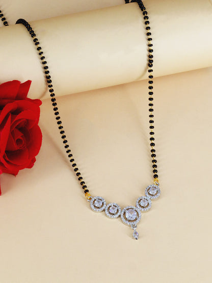 Silver Plated American Diamond Studded Mangalsutra for Women