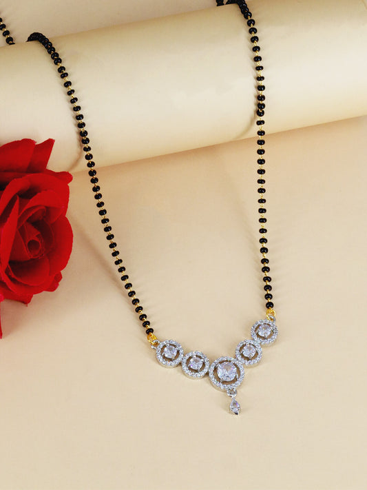 Silver Plated American Diamond Studded Mangalsutra for Women