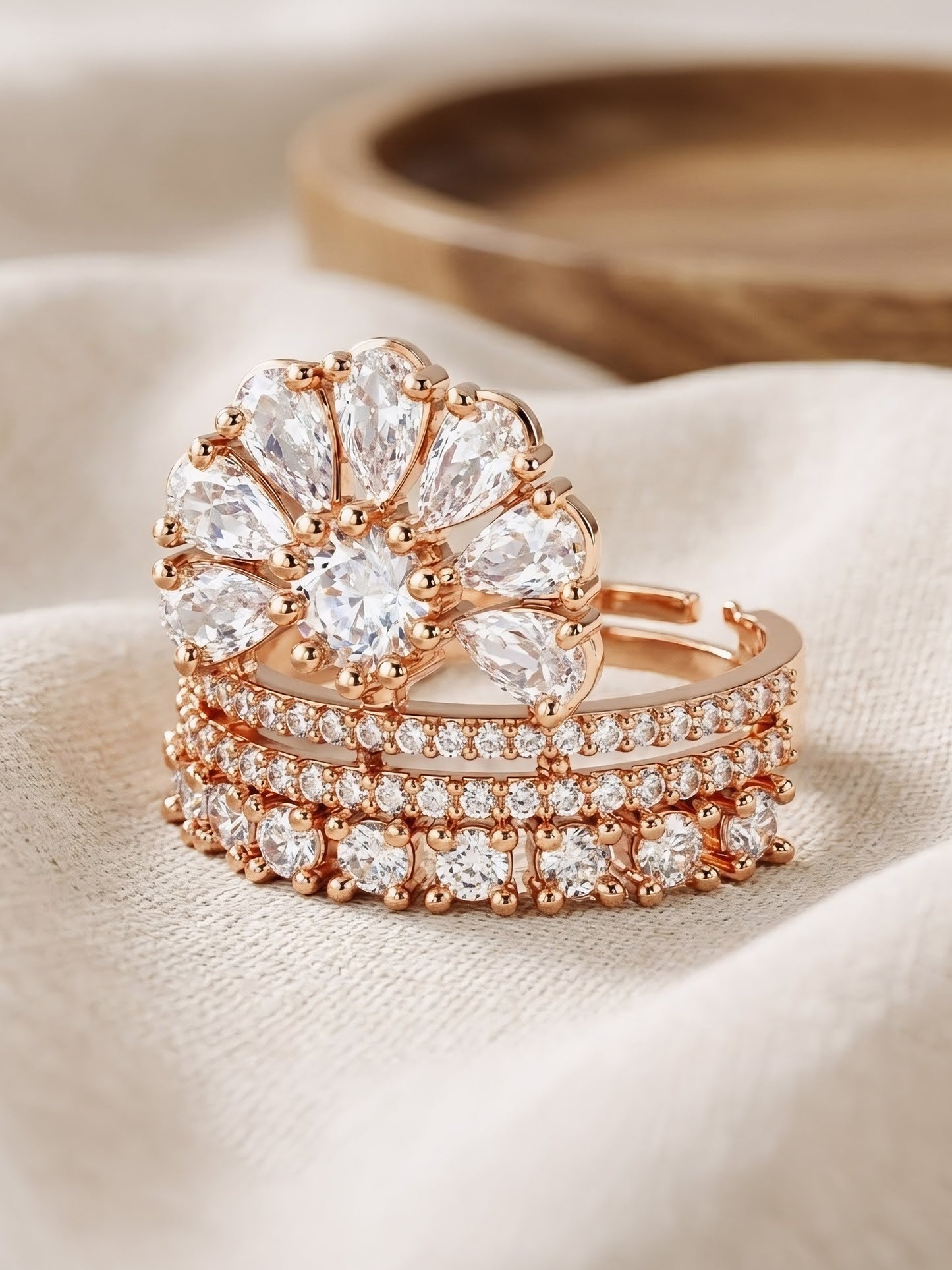 Rose Gold Plated AD Ring for Women