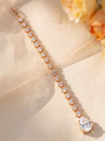 Rose gold Plated AD Teardrop Maang Tikka for Women