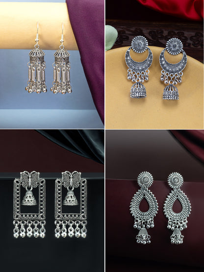 Set of 4 Flora & Butterfly Chandbali & Jhumki Earrings