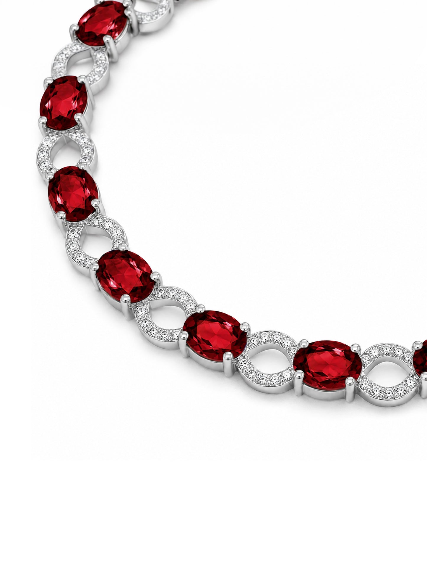 Silver Plated Red AD Choker Set for Women