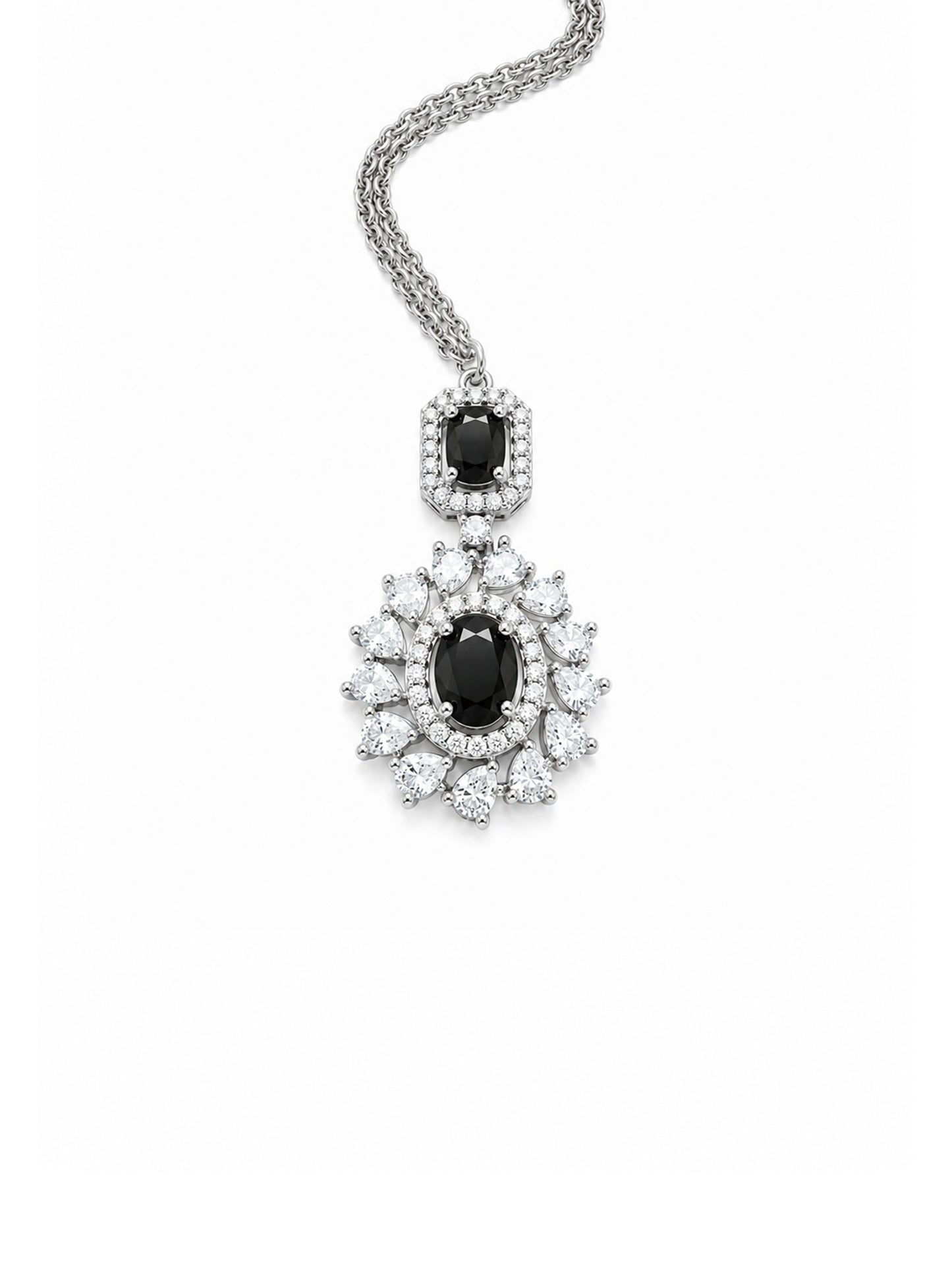 Silver Plated Black AD Maang Tikka for Women