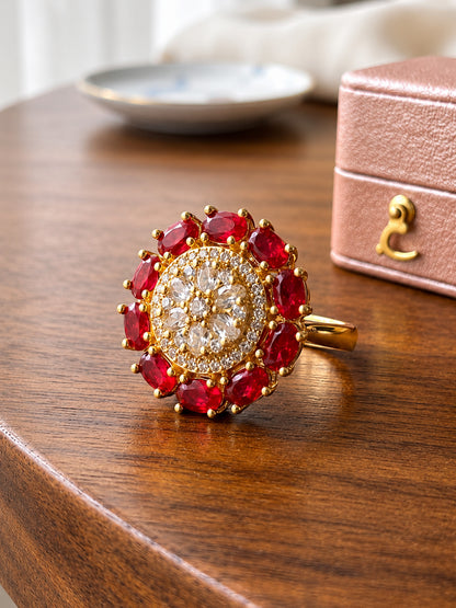 Gold Plated Red AD Finger Ring for Women