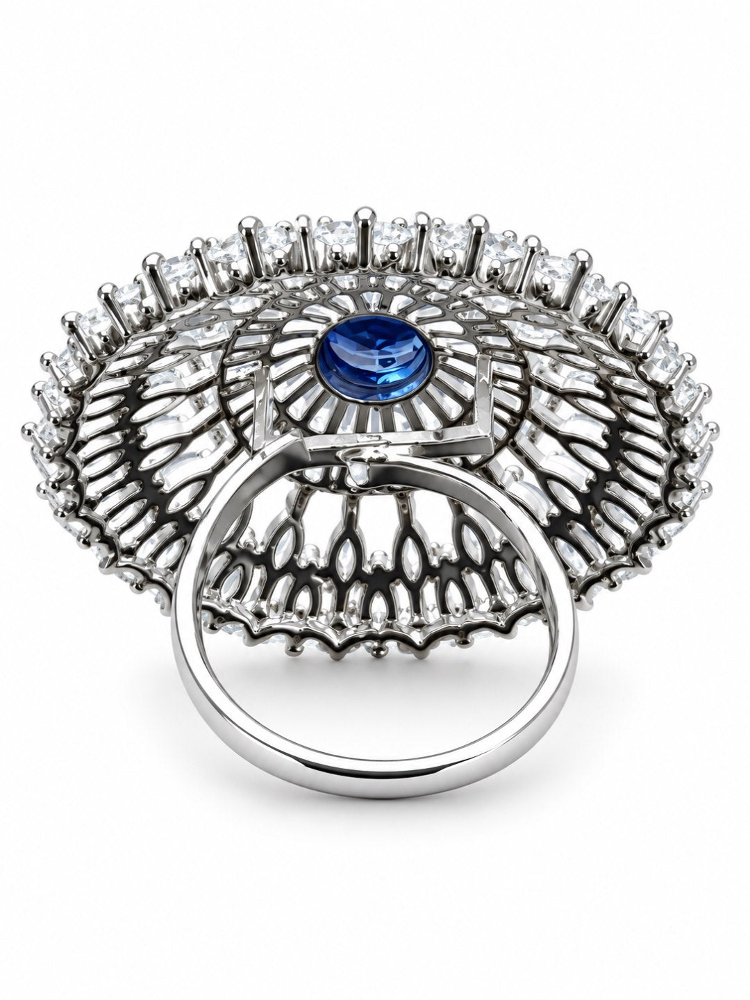 Silver Plated Blue AD Finger Ring for Women