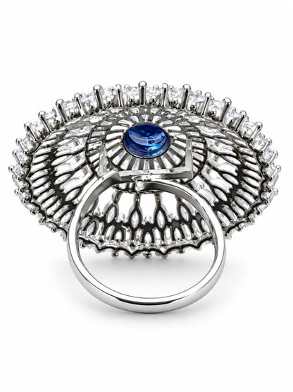 Silver Plated Blue AD Finger Ring for Women