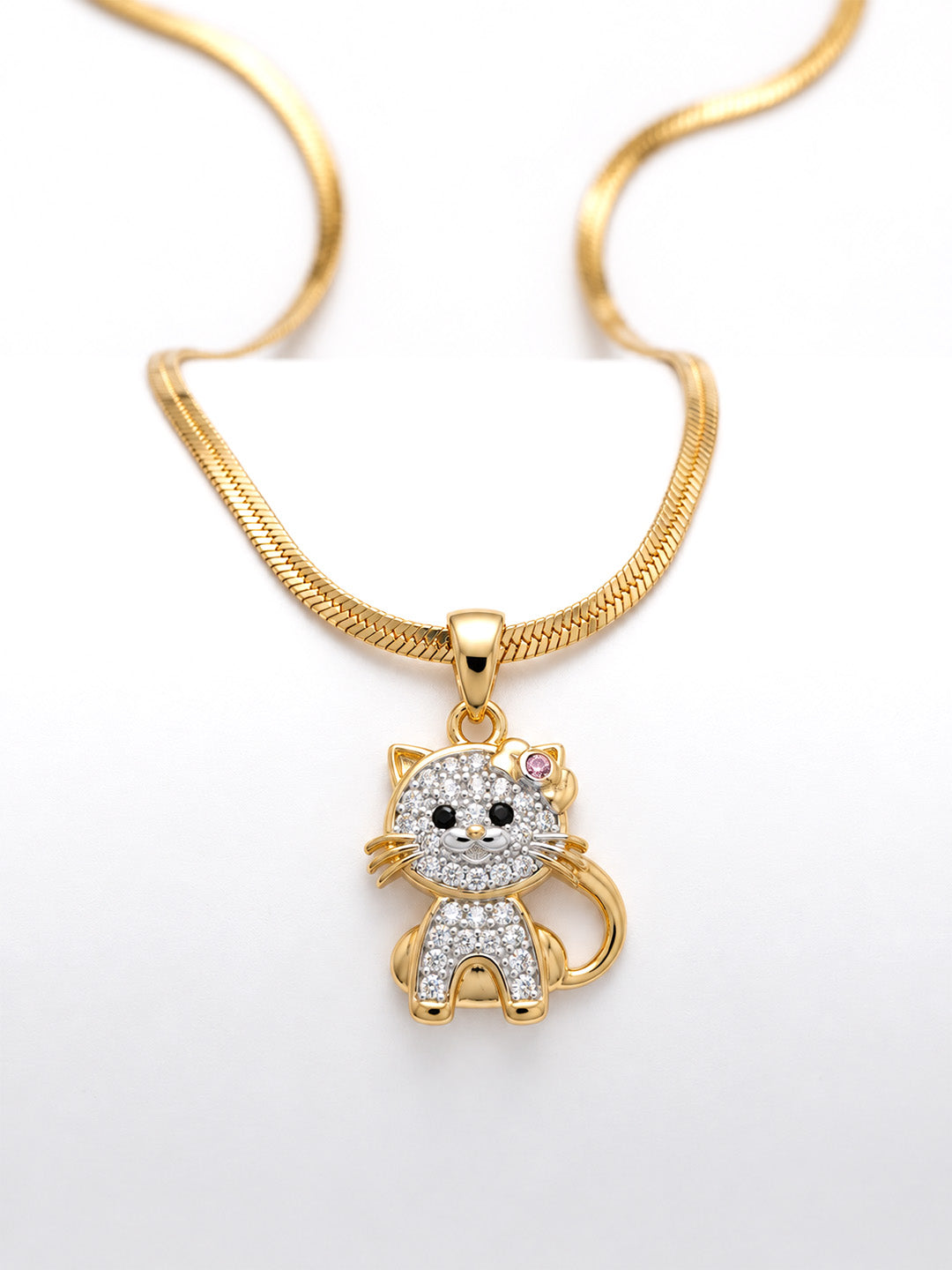 Gold Plated Kitty AD Pendant for Girls