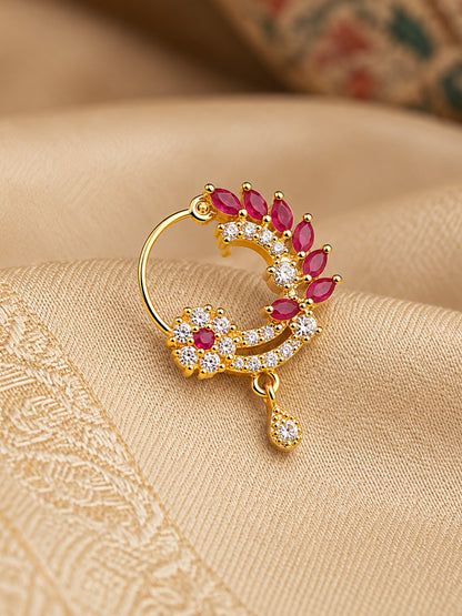Gold Plated American Dimaond Drop Nose Ring