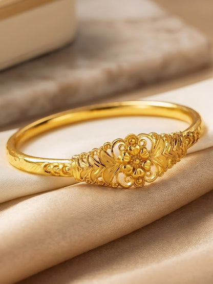 Gold Plated Floral Openable Kada Bracelet for Women