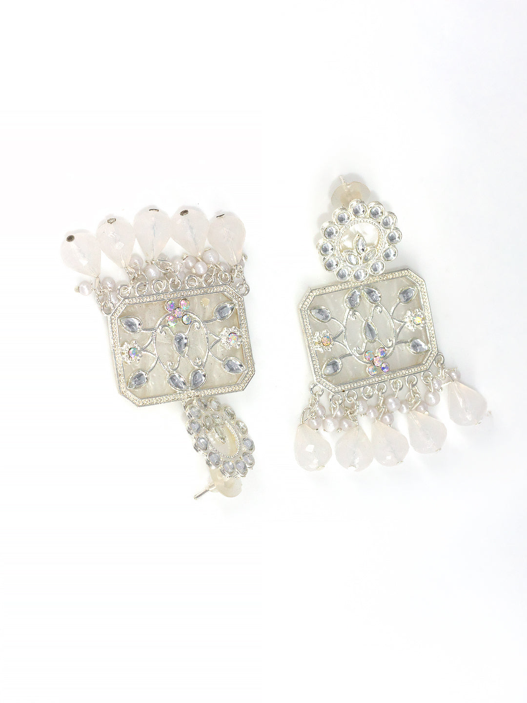 Floral Marble Finish Drop Earrings