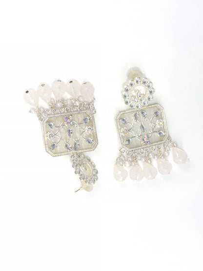 Floral Marble Finish Drop Earrings