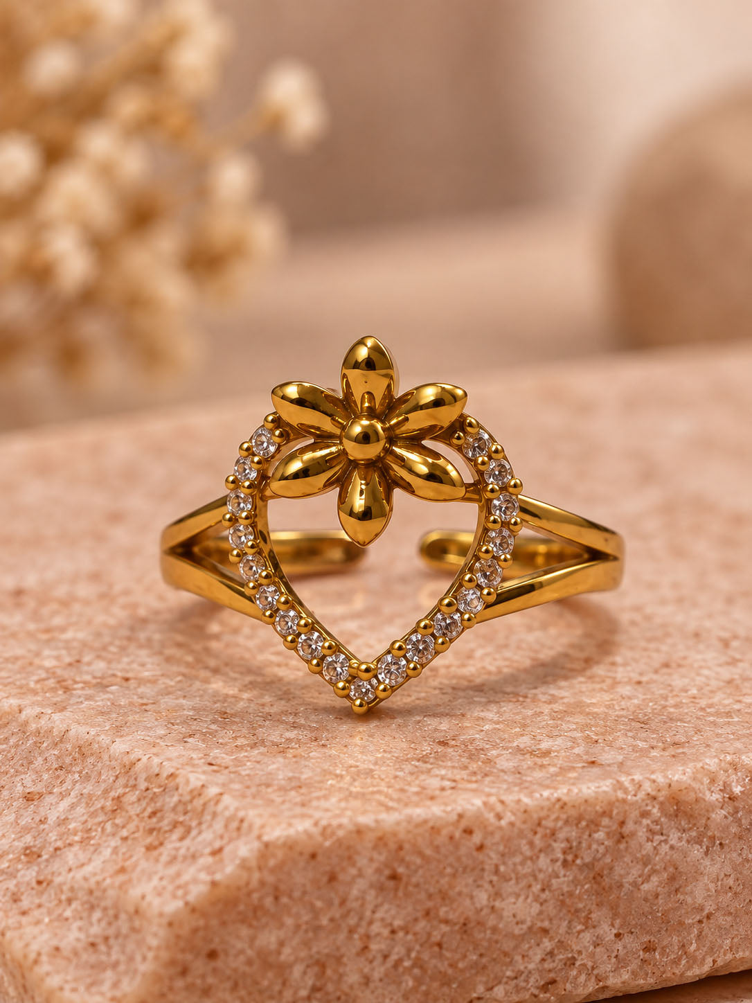 22K Gold Plated AD Finger Ring for Women