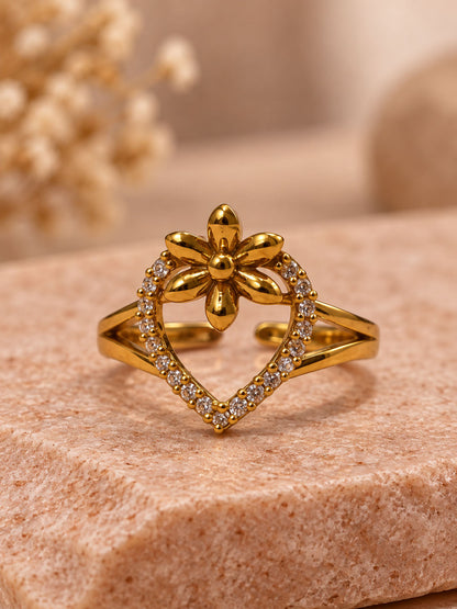 22K Gold Plated AD Finger Ring for Women
