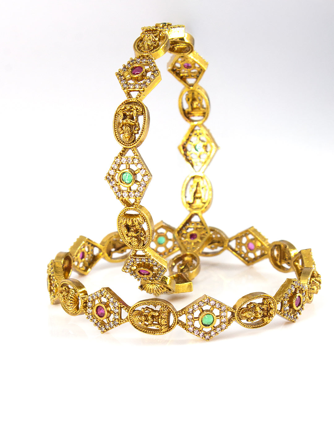 Set Of 2 Gold-Plated American Diamond Studded Bangles
