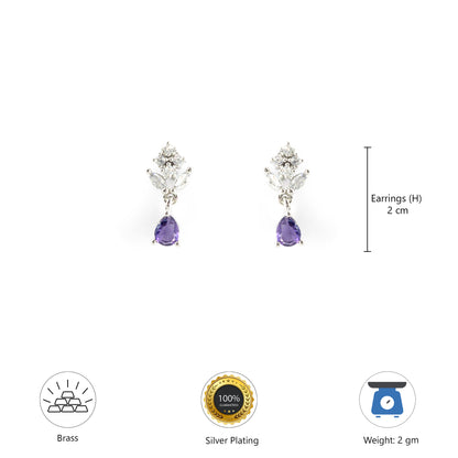 Silver Plated Purple Drop Earrings for Women