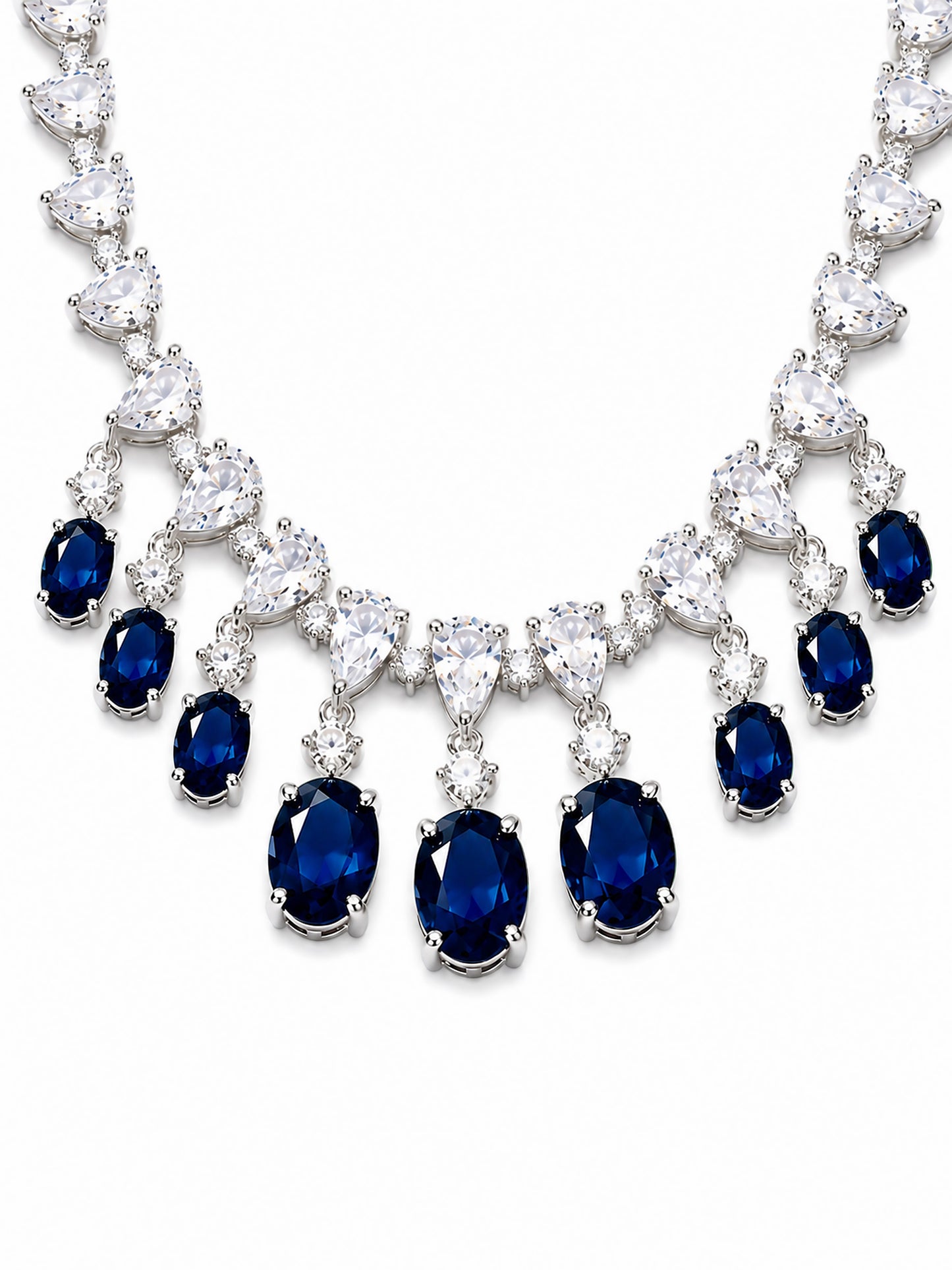 Silver Plated Blue AD Choker Set for Women