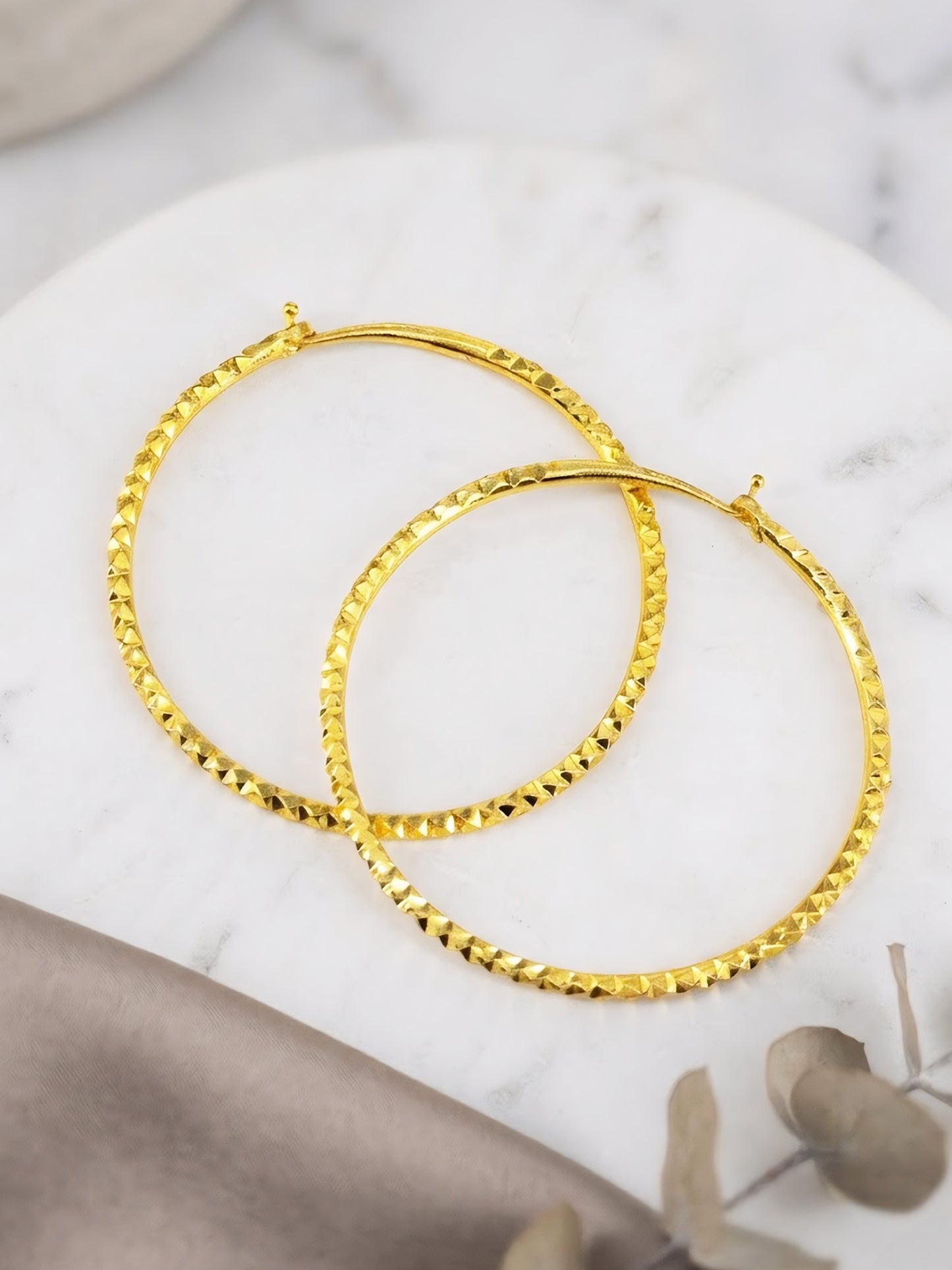 Gold Plated Classic Large Hoop Earrings for Women