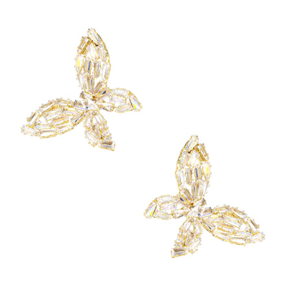 Gold Plated Cubic Zirconia Butterfly Earrings for Women
