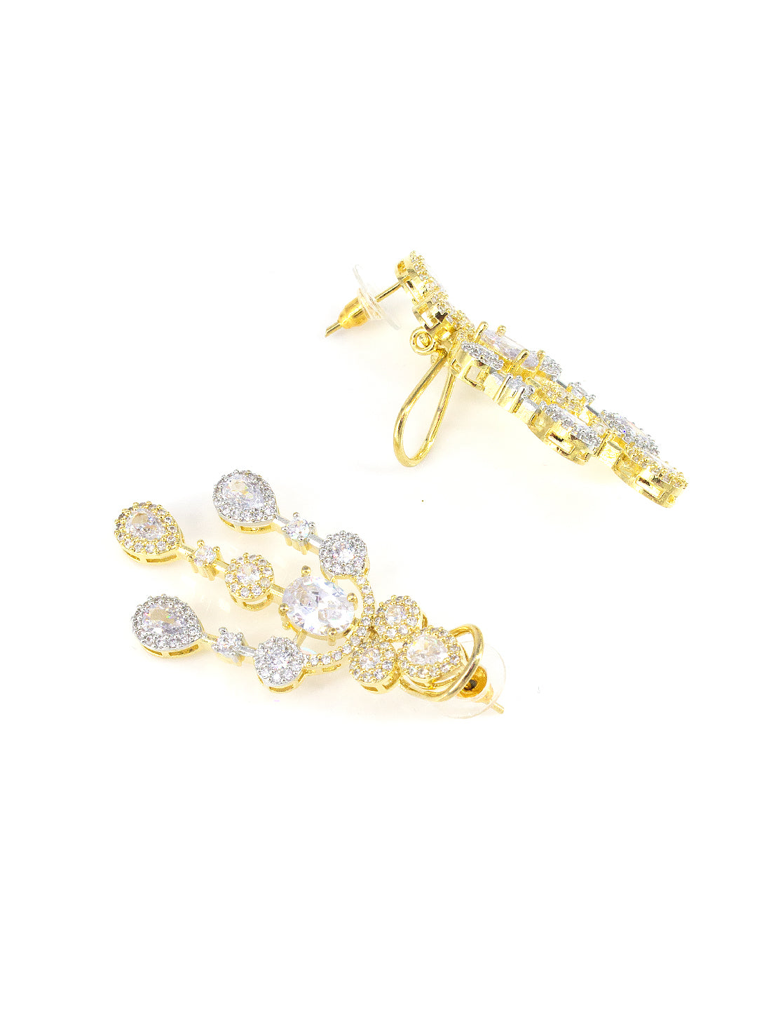 Gold Plated AD Semi Bridal Jewellery Set With Maang Tika For Women
